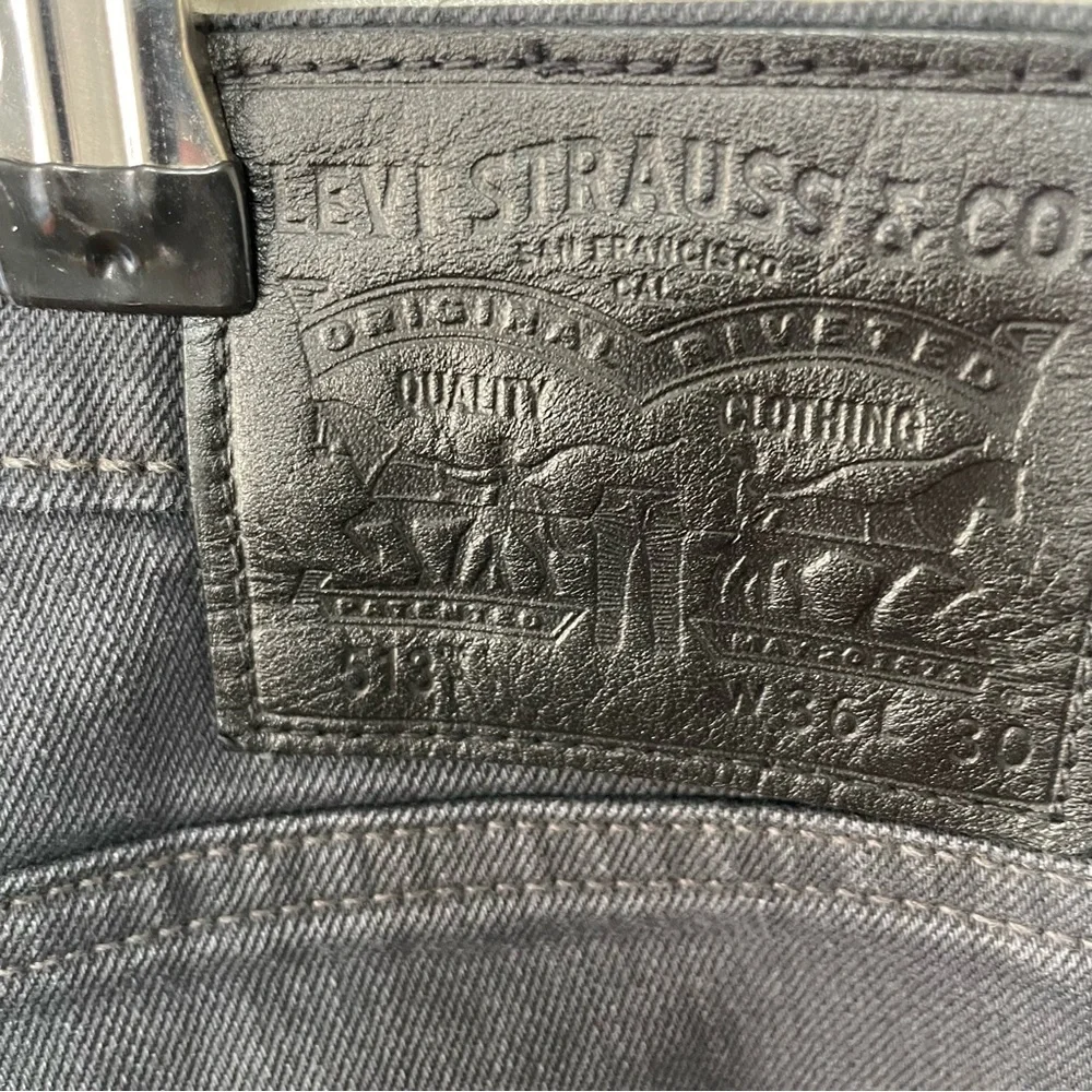 Levi's 513 Straight Slim Fit Charcoal Gray Denim Jeans, 36 x 30